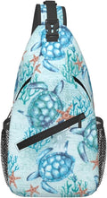 Sea Turtle Sling Backpack for Women Men - Fashion Crossbody Shoulder Chest Bag for Travel, Hiking, Casual Sport Daypack