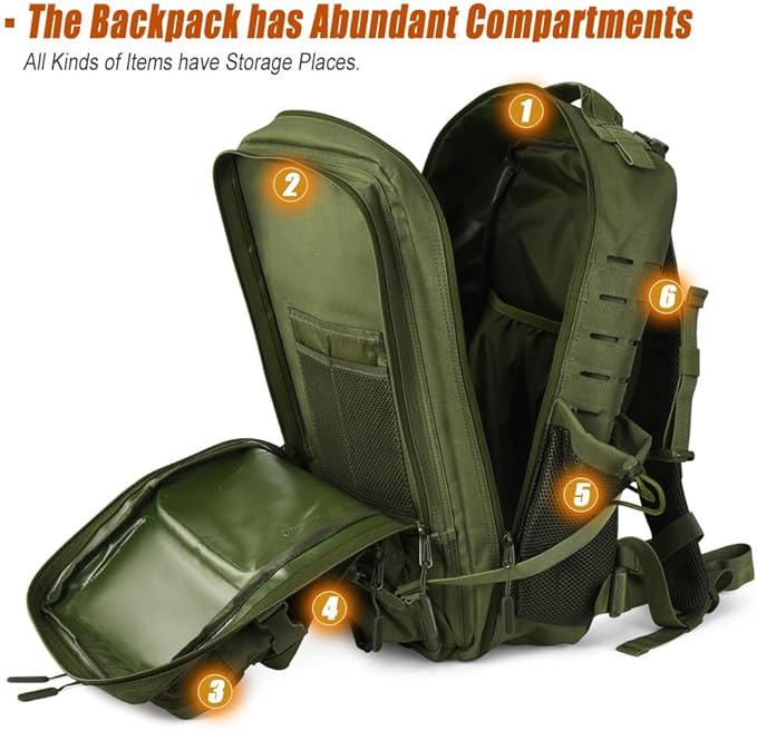 45L Tactical Backpack for Men Women, Military Assault Pack with MOLLE, Large 3 Day Bug Out Bag for Hiking Camping