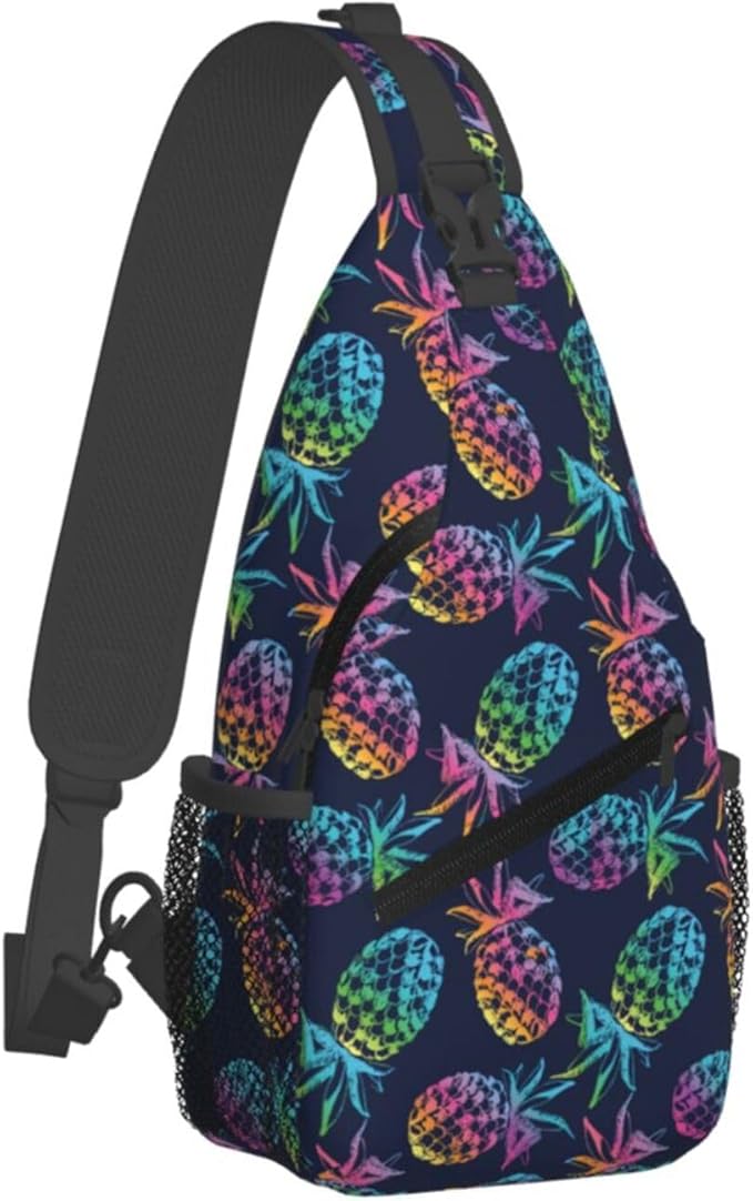Tropical Fruits Pineapple Sling Bag For Women Men Fashion Backpack Crossbody Shoulder Bag Sling Backpack Chest Bag Travel Hiking Casual Sport Daypack