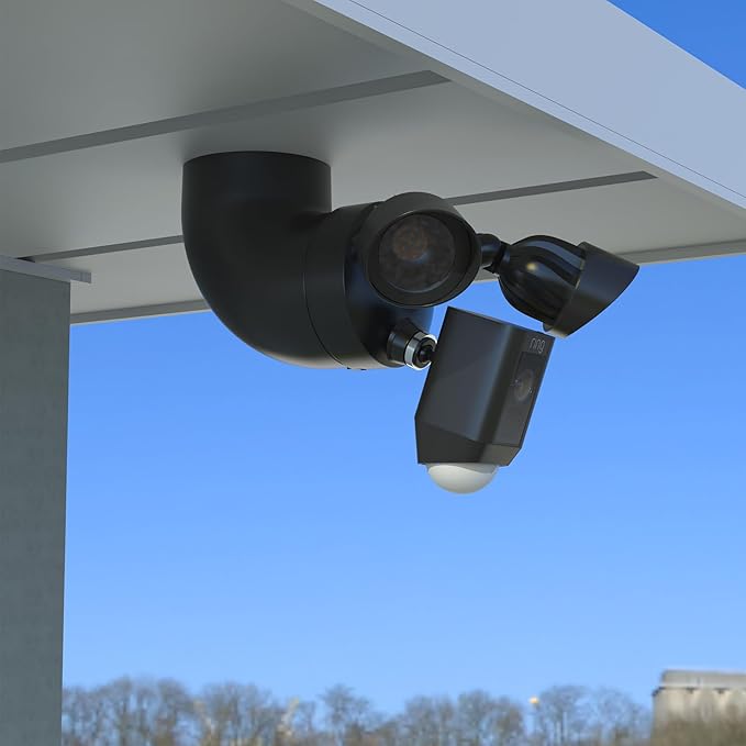 Eave Mount for Ring Floodlight Cam Wired Pro & (2nd Gen) / Plus, Ring Smart Lighting Floodlight Wired, Blink Wired Floodlight Camera, Wyze Flood Light Cameras V2/ Pro, and Roku Flood Light Cam - Black