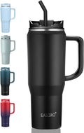 EALGRO 40 oz Tumbler with Handle, Insulated Tumblers with Lid and Straw, Large Metal Sports Water Bottle Jug, Thermal Stainless Steel Travel Coffee Mug Cup, Black