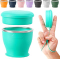 Collapsible Travel Cup, BPA-Free Reusable Water Cup, Lightweight Drinking Cups with Lids and Carrying Strap, Dishwasher Safe Silicone Cups for Camping, Travel, Airports, Hotel (Turquoise)
