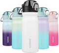 BJPKPK Water Bottle with Straw 18oz Insulated Water Bottles Reusable Stainless Steel Metal Thermal Flask with Leak Proof Lockable Lid and Carry Handle,White