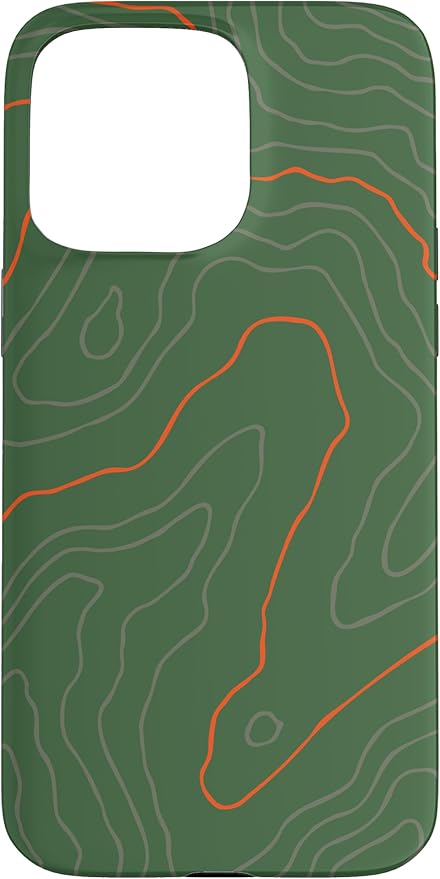 Backcountry Topo Guide Orange Lines Topographical Map Case for iPhone 15 Pro Max