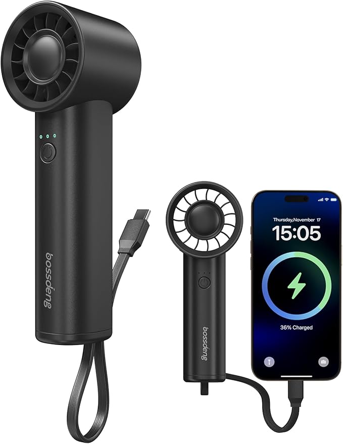 Portable Handheld Fan with Power Bank(High-Speed),3 IN 1 USB Rechargeable Mini Personal Fan with Flashlight,Small Size for Outdoor/Travel/Beach/Concerts/Summer.Gifts for Girl,Women.Black