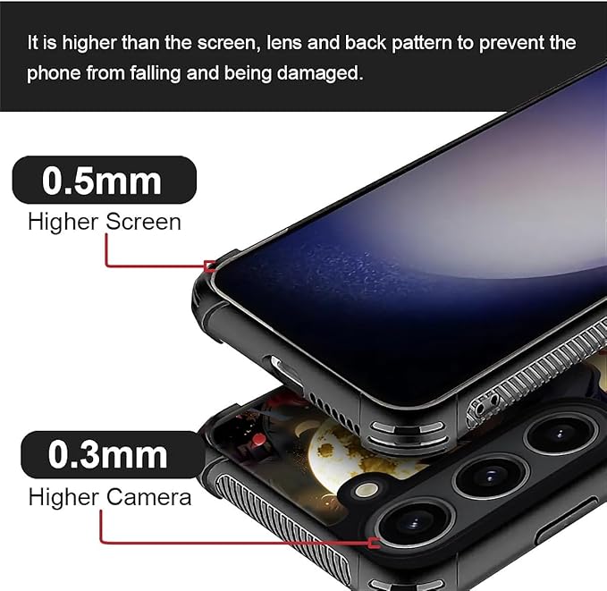 for Samsung Galaxy S23 Plus Case, Black White Wolf Moon Flower Rose Pattern Graphic Design Girl Boy Soft Silicone Hard Acrylic Shock Protection for Samsung Galaxy S23 Plus