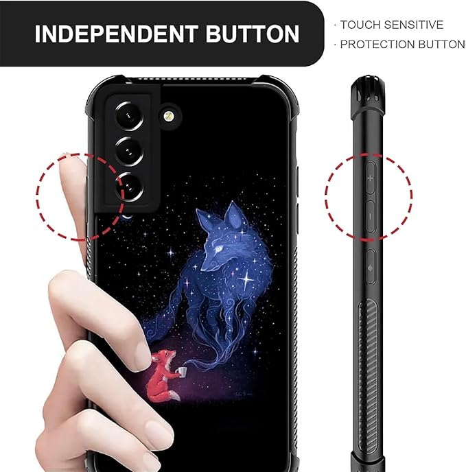 for Samsung Galaxy S21 Plus Case, Galaxy Fox Wolf Pattern Graphic Design Girl Boy Soft Silicone Hard Acrylic Shock Protection for Samsung Galaxy S21 Plus