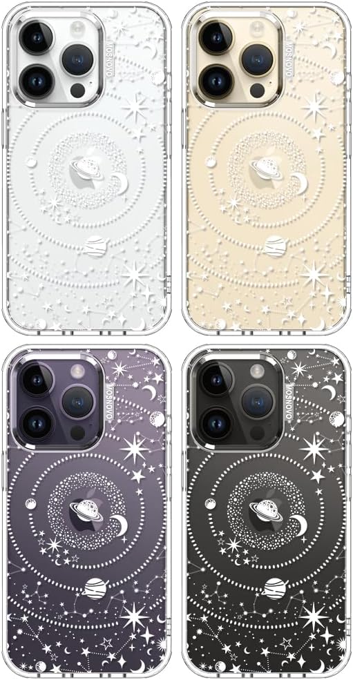 MOSNOVO Case for iPhone 14 Pro, [Buffertech 6.6ft Military-Grade Drop Protection] [Anti Peel Off Tech] Clear TPU Bumper Phone Case Cover Design - Galaxy