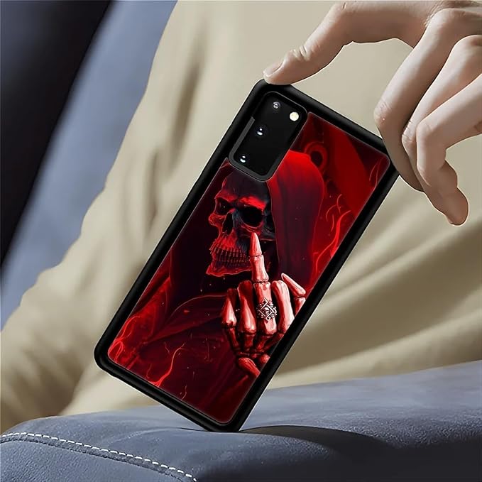 for Samsung Galaxy S20 Case, Gestures Funny Skull Pattern Graphic Design Girl Boy Soft Silicone Hard Acrylic Shock Protection for Samsung Galaxy S20