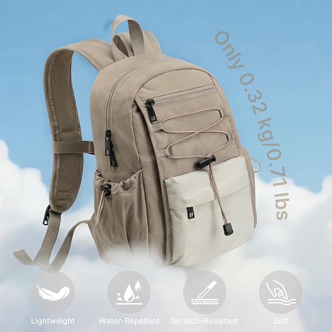 G4Free 10L Small Backpack for Women Men Lightweight Mini Travel Backpacks Hiking Casual Daypack, Beige & Khaki