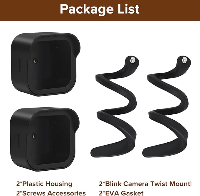 2Pack Flexible Twist Mount for All-New Blink Outdoor 4 (4th Gen) & Blink Outdoor (3rd Gen), Weatherproof Protective Housing with Charging Cutout and Gooseneck Mount for Blink Outdoor Camera
