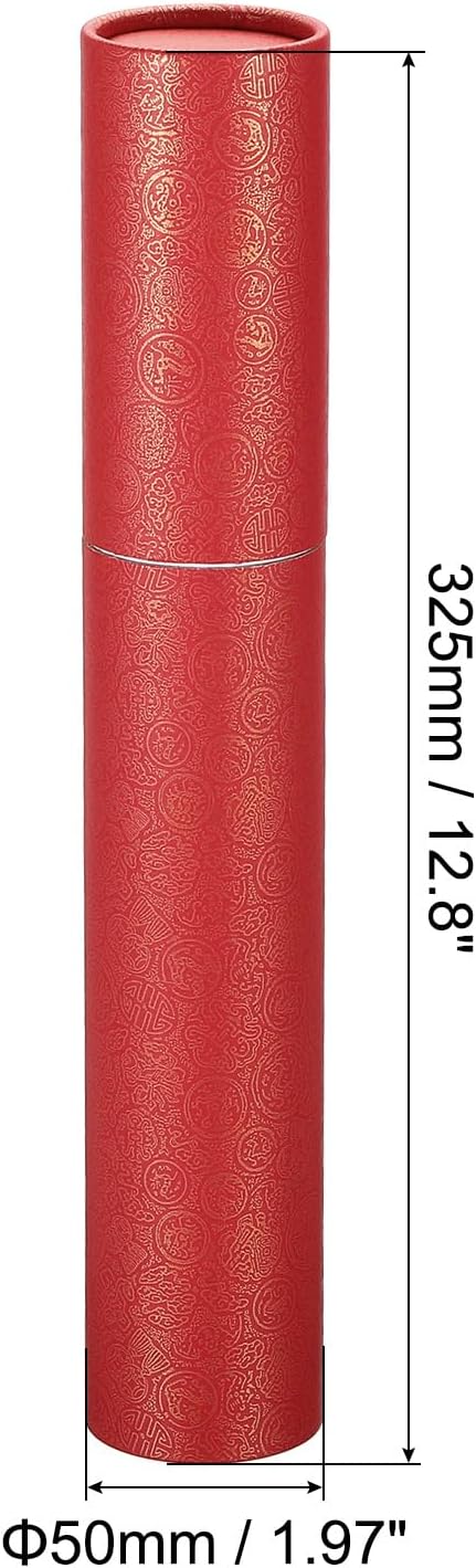 PATIKIL 2 Inch x 13 Inch Poster Tube, 1Pcs Photo Storage Tube Portable Shipping Mailing Tubes Calligraphy Painting Tubes Round Carrying Case for Storing Paper Art Map Documents, Red