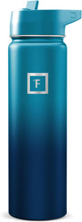 IRON °FLASK Camping & Hiking Hydration Flask with Straw, Wide Mouth Insulated Stainless Steel Sports Water Bottle - Dark Night 24 oz - Straw (1 Lid)