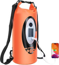 FELICON Solar/Battery Powered Multi-Functional Backpack with Bluetooth Speaker,IP66 Waterproof Dry Bag,Heavy Duty Roll Top Closure,Large Capacity Bag for Camping,Hiking,Traveling (Orange 20L)