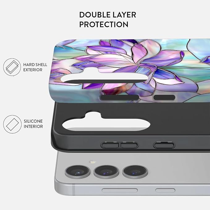 Compatible for Samsung Galaxy A37 5G Case, Dual Layer Heavy Duty 2 in 1 Shockproof Protective Phone Case,Stained Glass Lotus Flowers