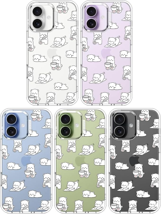 MOSNOVO for iPhone 17 Case, Shockproof Military-Grade Protection 6.6ft Drop Tested, Camera Control, Clear Phone Case for iPhone 17, Cozy Bear Days Design