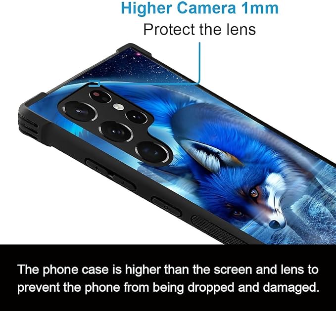 for Samsung Galaxy S23 Ultra Case, Snowy Mountain Fox Lake Pattern Graphic Design Girl Boy Soft Silicone Hard Acrylic Shock Protection for Samsung Galaxy S23 Ultra