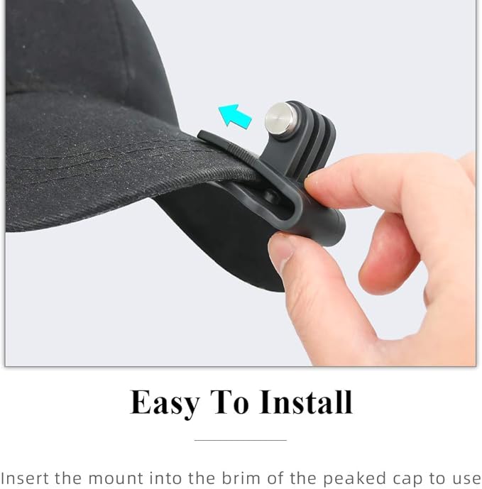 SUREWO Baseball Hat Clip Mount Baseball Cap Clamp Quick Release Mount Compatible with GoPro Hero 13 12 11 10 9 8 7 6 5 Black,DJI Osmo Action 6/5 pro/4/3/2,AKASO/Crosstour/Campark and More