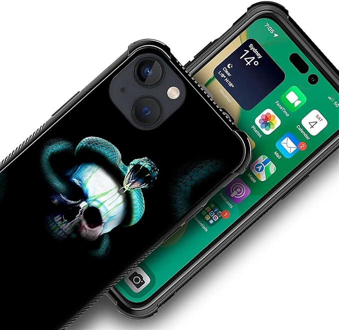 for iPhone 13 Case, Skeleton Winding Snake Pattern Graphic Design Girl Boy Soft Silicone Hard Acrylic Shock Protection for iPhone 13