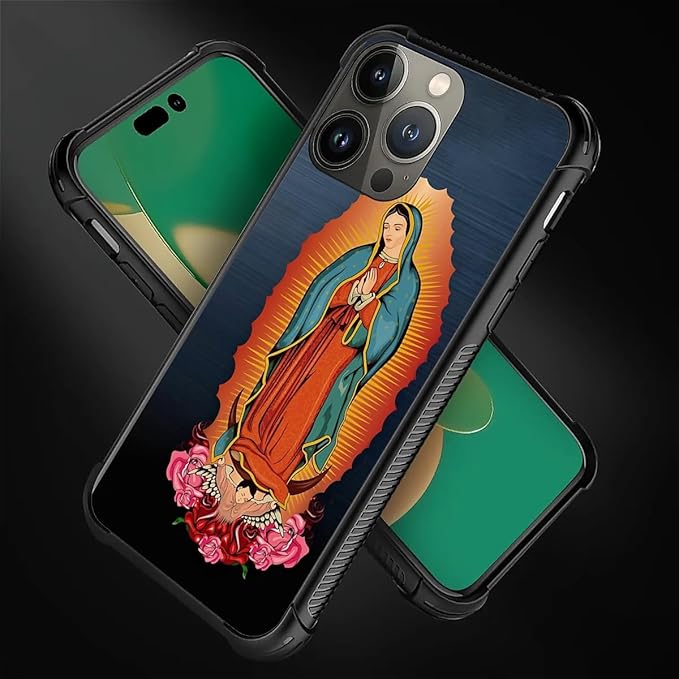 for iPhone 11 Pro Max Case, Red Virgen Guadalupe Pattern Graphic Design Girl Boy Soft Silicone Hard Acrylic Shock Protection for iPhone 11 Pro Max