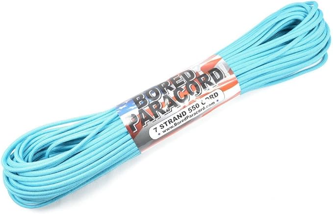 BORED? PARACORD! 550 lb Paracord – Ideal for Crafting, DIY Projects, Camping, Military & Active Outdoors – 300+ Colors – Tactical Parachute Cord Type III – Strong - Neon Turquoise 50 Feet