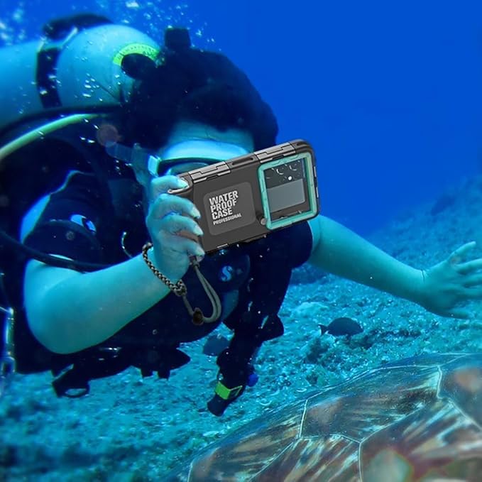 Hllhunkhe Universal Underwater Phone Case for Snorkeling, Professional Diving Waterproof Phone Case for iPhone 7-17 Pro/Pro Max/Plus/Mini, Galaxy S10-S25 Ultra/Plus and Most Phones,Black/Teal
