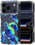 MOSNOVO for iPhone 17 Pro Case | Military Grade 6.6ft Drop Tested | Camera Control | Clear with Sea Turtles Design