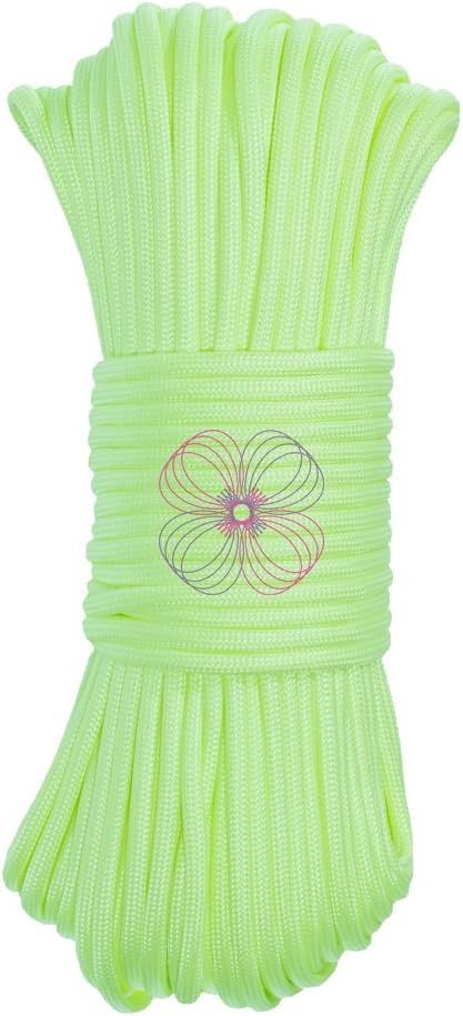 Craft County Glow in The Dark Zesty 21 Strand Luminous 550 Paracord – for DIY Bracelets, Lanyards, and Jewelry (Green, 50 Feet)