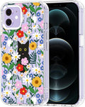 MOSNOVO Case for iPhone 12 & iPhone 12 Pro, [Buffertech 6.6ft Military-Grade Drop Protection] [Anti Peel Off Tech] Clear TPU Bumper Phone Case Cover Design - Black Cat in Garden