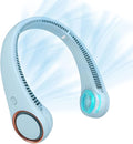 CIVPOWER Neck Fan: Portable Personal Neck Cooling Rechargeable Bladeless Fan - Hands Free 3 Speed 4000 mAh Battery USB Operated Wearable Headphone Design - Gift for Men Women Outdoor (Light Blue)