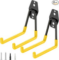TICONN 2 Pack Heavy Duty Garage Hooks, Steel Utility Wall Storage Hooks, Wall Mount Hanger Organizer for Ladders, Bikes, Tools, Bulky Items (Medium, Yellow Square)