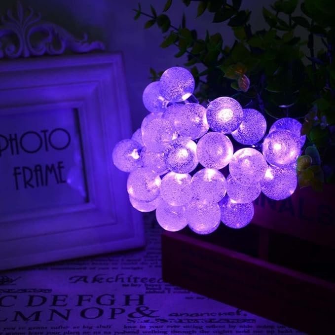 Toodour Solar String Lights Outdoor, 36ft 60 LED Globe String Light with 8 Mode, Waterproof Crystall Ball Lights Solar Patio Lights for Garden, Lawn, Patio, Gazebo, Yard, Outdoor Decor - Purple
