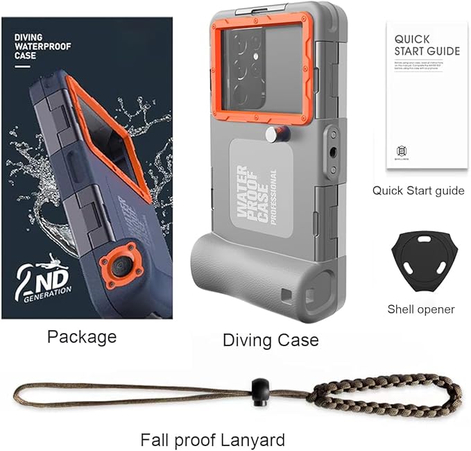 2026 Underwater Snorkeling Diving Phone Case for Phone 17/16/15/14/13/12Pro Max/Galaxy S25/S24/S23.(50ft/15m) Professional Scuba Dive Waterproof Case Underwater Photo Video（Gray）