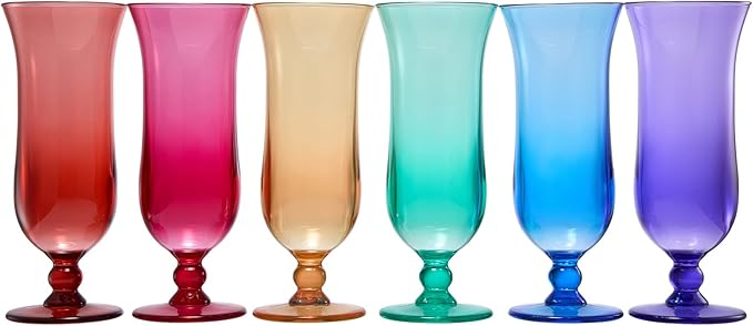 Unbreakable Pina Colada, Daiquiri, Frozen Cocktails & Juice Glasses, Hurricane Glassware, 14oz - 6 Set - Reusable Acrylic Dishwasher Safe Shatterproof BPA-free Plastic Cup, Tropical Cocktail Tall Cups