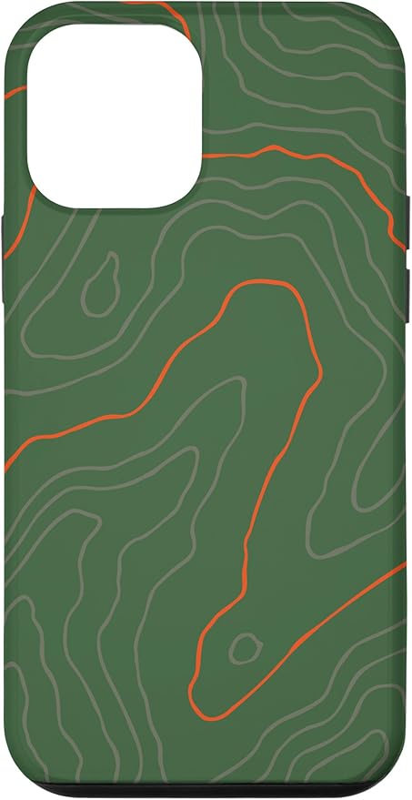 Backcountry Topo Guide Orange Lines Topographical Map Case for iPhone 12 mini