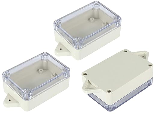 YXQ 83x58x33mm ABS Junction Box Plastic Waterproof Dustproof Universal Project Enclosure Case Grey PC Transparent/Clear Cover with Hole Wall Hang(3.3 x 2.3 x 1.3 inches/3Pcs)