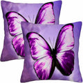Purple Butterfly Couch Pillow Covers 18 X 18 Vibrant Magical Nature Insect Set of 2 Pillowcases Square Velvet Outdoor Cushion Pillow Cases Decorative for Home Bed Sofa Couch Hotel