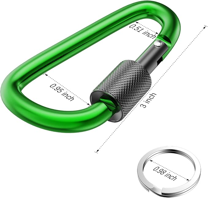 sprookber 3" Locking Carabiners | Keychain Carbineers D Ring Key Clip Spring Snap Hook for Multi-Usage | Set of 8