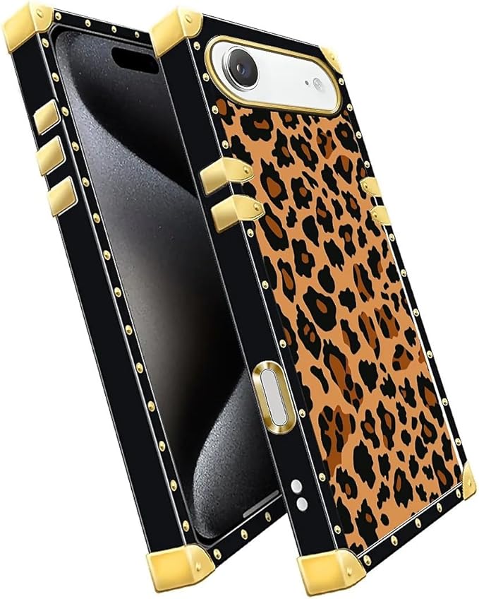 for iPhone 17 Air Case Luxury Golden Decoration for Girl Women Soft TPU Shockproof Protective Hard PC Back for iPhone 17 Air Crazy Pattern Brown Leopard Texture