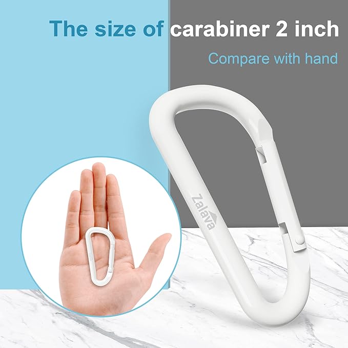 6PCS Carabiner Keychain, 2 inch Aluminum D-Clip Caribeener with Hook