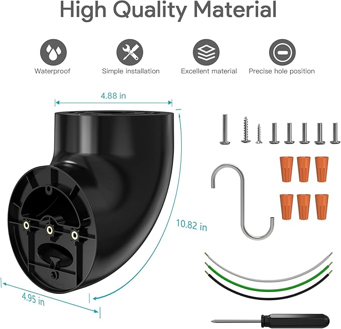 Eave Mount for Ring Floodlight Cam Wired Pro & (2nd Gen) / Plus, Ring Smart Lighting Floodlight Wired, Blink Wired Floodlight Camera, Wyze Flood Light Cameras V2/ Pro, and Roku Flood Light Cam - Black