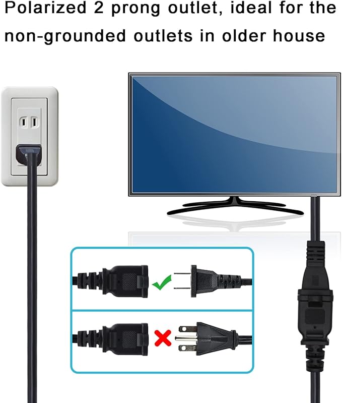 Long 2 Prong Extension Power Cord 16.5FT, Polarized Plug Flexible Power Cable, US Male/Female Power Cable for NEMA 5-15P to NEMA 5-15R, UL Listed Perfect for Home, Office or Christmas Lights
