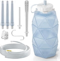 Smokitcen Collapsible Silicone Enema Bag Bottle Kit with 5.3ft Enima Hose, 5 Enema Tips, Controllable Flow Valve, 1.2 L Capacity Silicone Enama kit for Coffee and Water Colon Cleanse