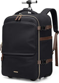 GOLF SUPAGS Rolling Backpack for Women 17 Inch Convertible Travel Laptop Backpack with Wheels, 32L Carry On Business Luggage Daypack Water-Resistant Rolling Bag for Work Short Trips (Black)
