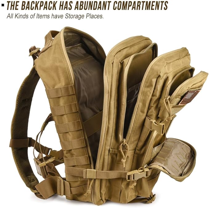 45L Tactical Backpack for Men Women, Military Assault Pack with MOLLE, Large 3 Day Bug Out Bag for Hiking Camping