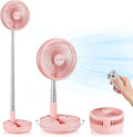 Belife X8 Portable Fan, 7200mAh Battery Powered Rechargeable, Oscillating USB Desk Floor Fan with Remote, Foldable Telescopic Fan for Home Bedroom Sleeping Office Camping Travel, 7.7" (Pink)