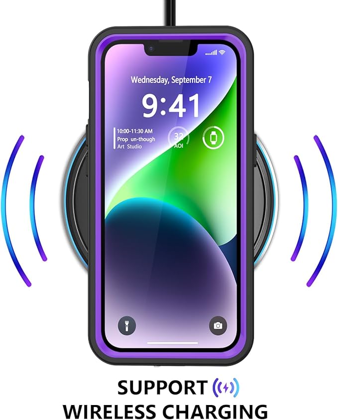 Protebox for iPhone 14 Waterproof Case with Built-in Screen Protector, Shockproof Dustproof Full Body Protective IP68 Waterproof Phone Case for iPhone 14 6.1 inch (Purple)