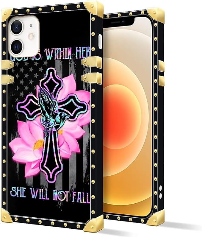 Compatible with iPhone 11 Case, Praying Cross Hands Luxury Golden Decoration for Girl Women Soft TPU Shockproof Protective Hard PC Back for iPhone 11