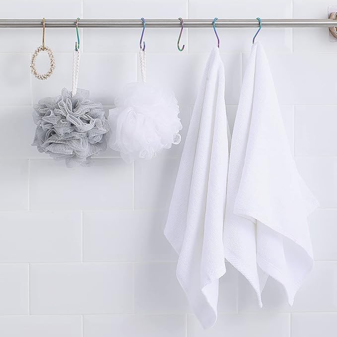 Evanda Rainbow S Hooks for Hanging Pack of 30, Heavy Duty Stainless Steel Titainium Plating Metal Mutil Purpose Hanger for Kitchen Pans, Pots, Utensils Tooks, Cups, Mugs, Clothes, Bags, Towels, Plants