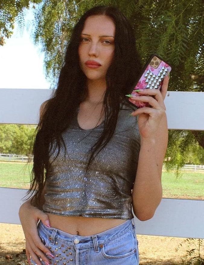 Wildflower Cases - Compatible with iPhone 13 Pro | Protective Black Bumper, 6.5ft Drop Test Certified, Women Owned Small Business | Cute Pink Stud Floral | Pink Floral w/Silver Pyramid